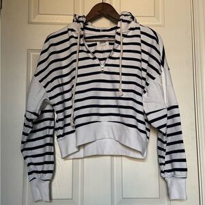 Aerie Navy and White Striped Hoodie